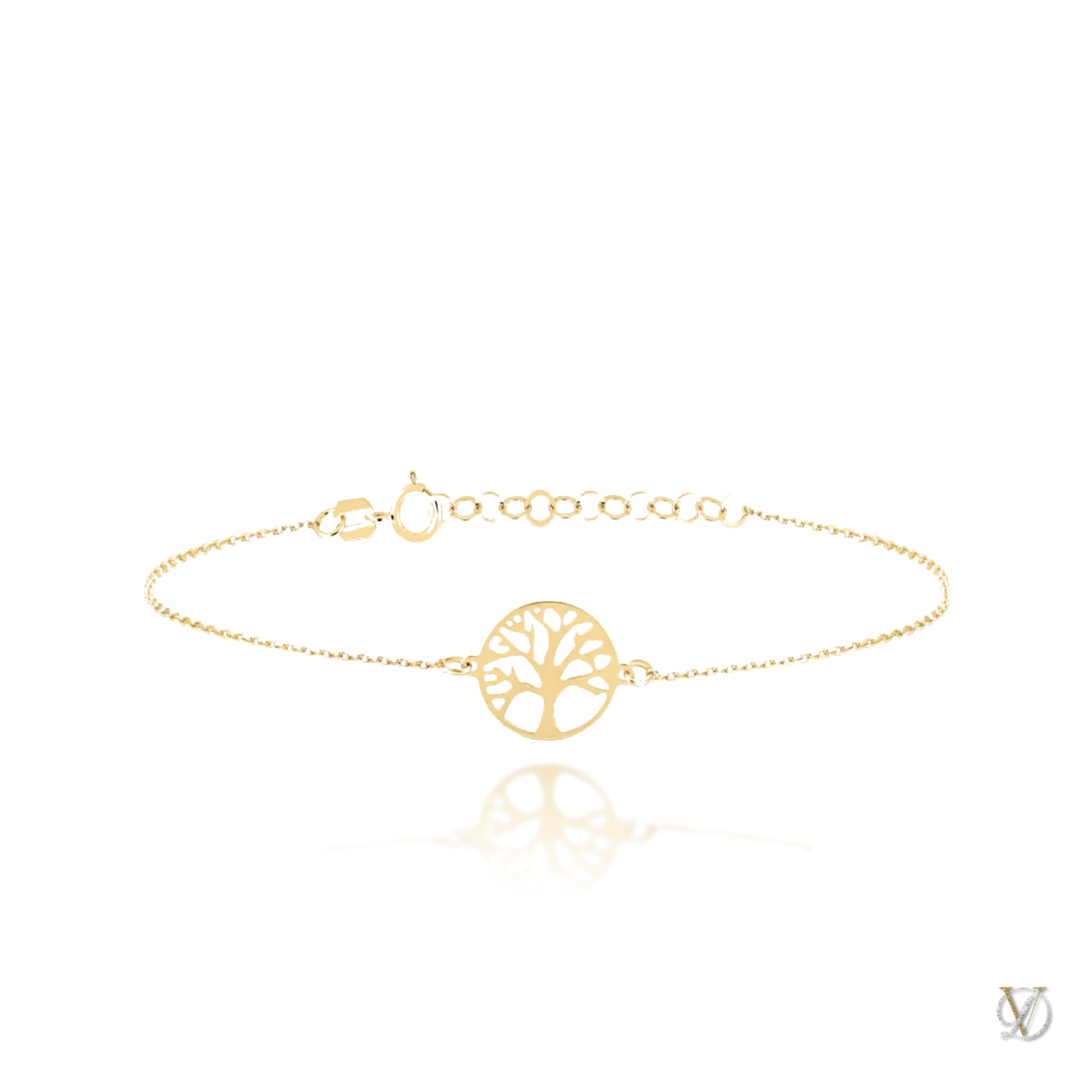 14K Gold Charm Bracelet with Tree of Life